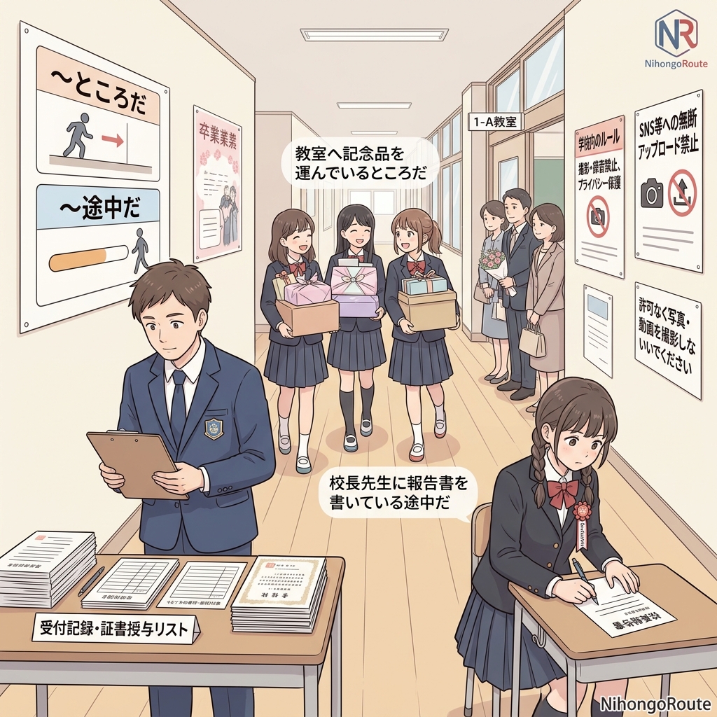 Bab 30: Progresif: ~ところだ, ~途中だ
