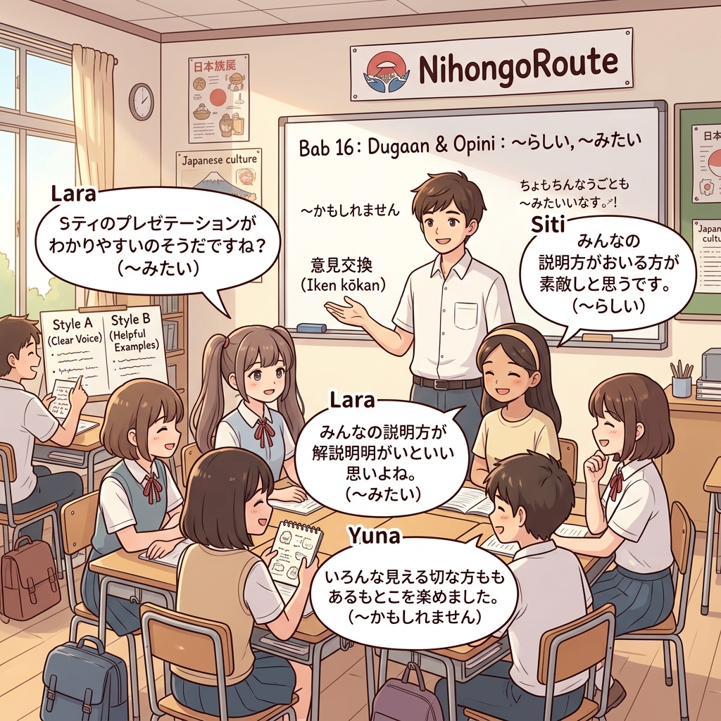 Bab 16: Dugaan & Opini: ~らしい, ~みたい