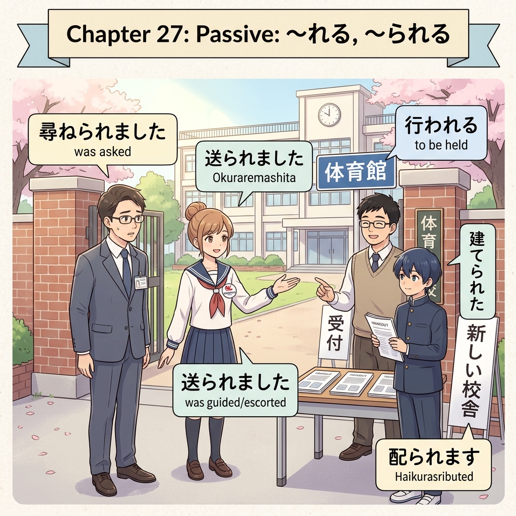 Bab 27: Pasif: ~れる, ~られる