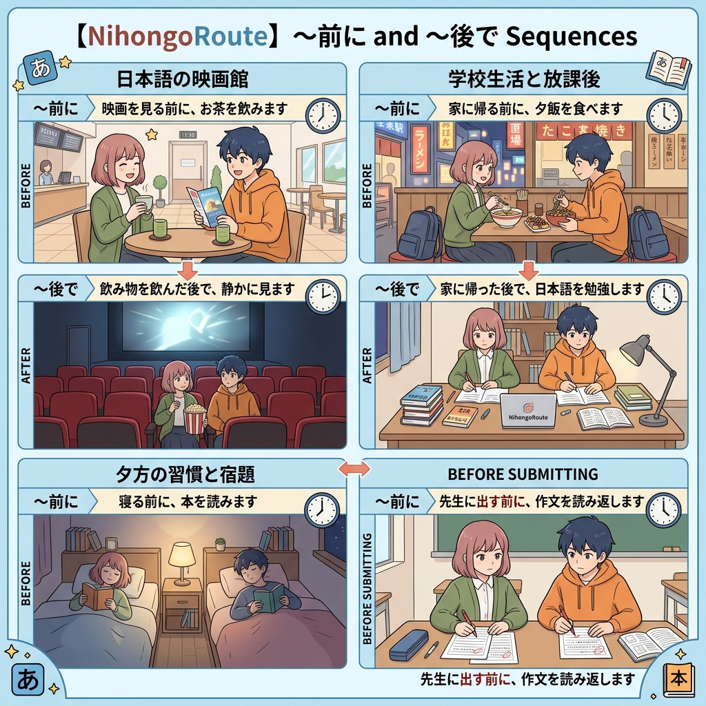 Bab 27: Urutan Kegiatan: ~後で, ~前に